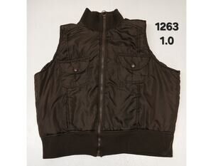 Pink SOUP (3X) Brown Cropped Puffer Vest Sleeveless Jacket